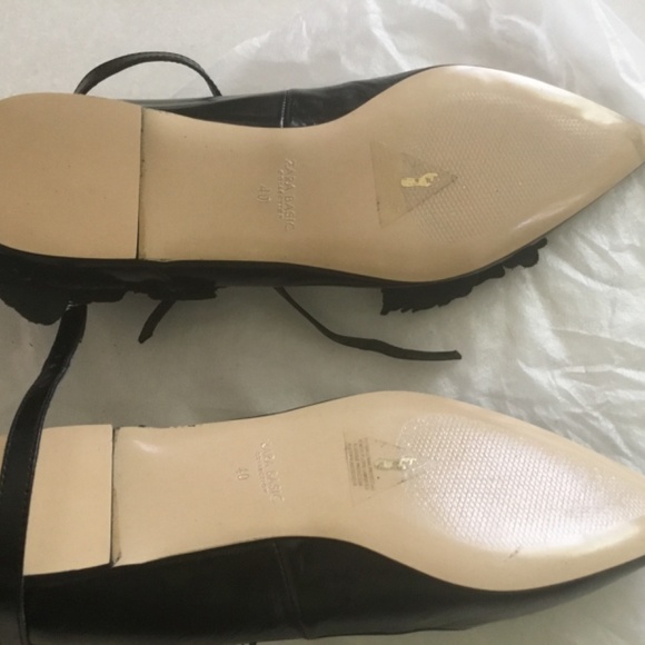New Zara Basics Black  leather with  leather 🌸 pointy flats - Picture 5 of 7
